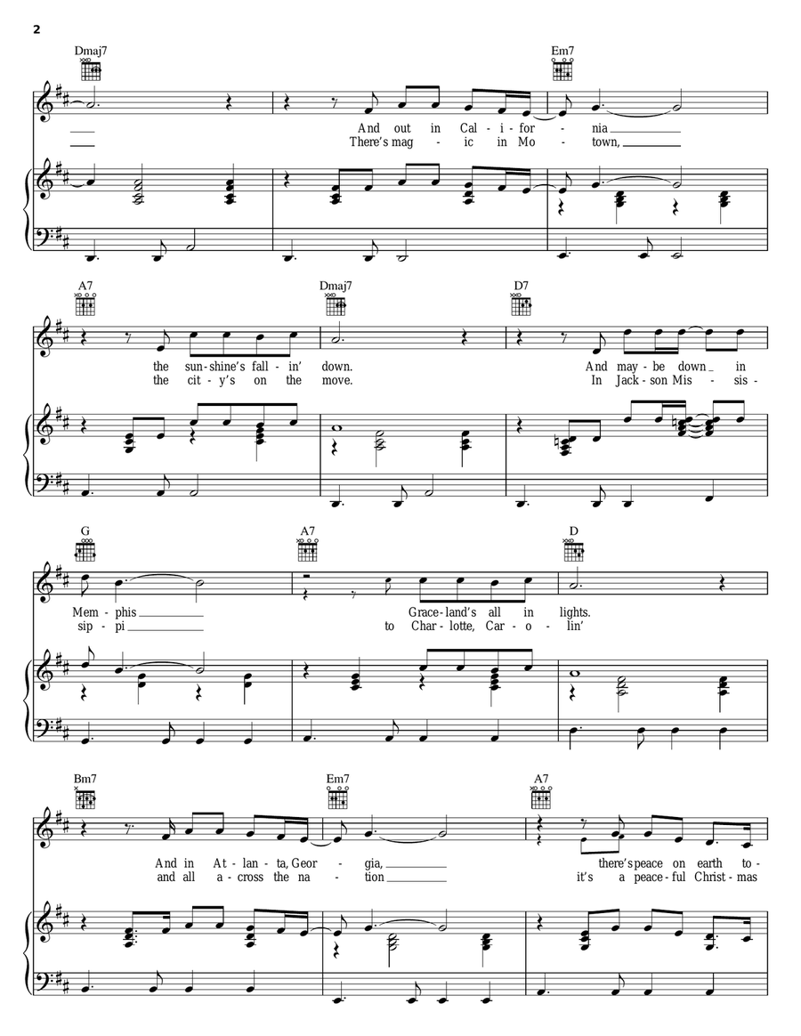 Christmas In Dixie Piano, Vocal, Guitar scores gallery preview page 2