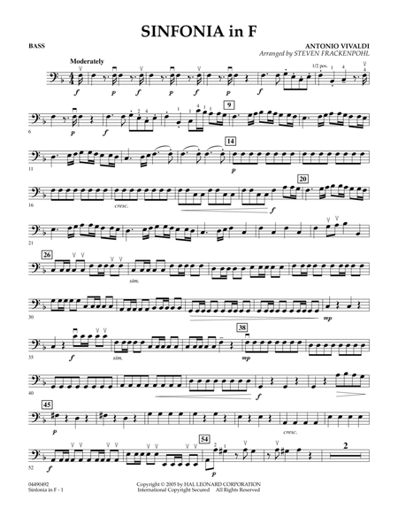 Sinfonia In F - String Bass