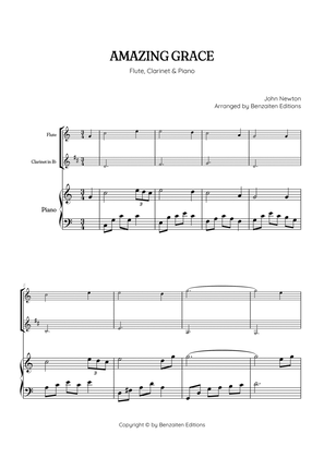 Amazing Grace • easy flute and clarinet sheet music with piano accompaniment