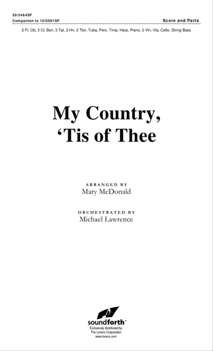 My Country, 'Tis of Thee - Orchestral Score and Parts Choir scores gallery preview page 2