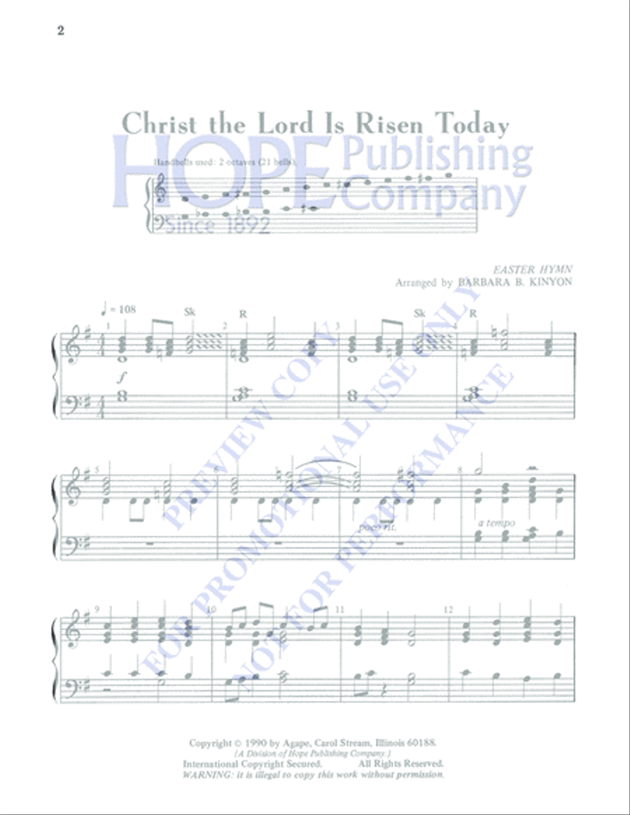 Christ the Lord Is Risen Today 2-Octaves scores gallery preview page 2