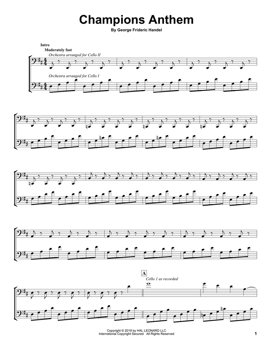 Champions Anthem Champions Anthem String Duet scores gallery preview page 1