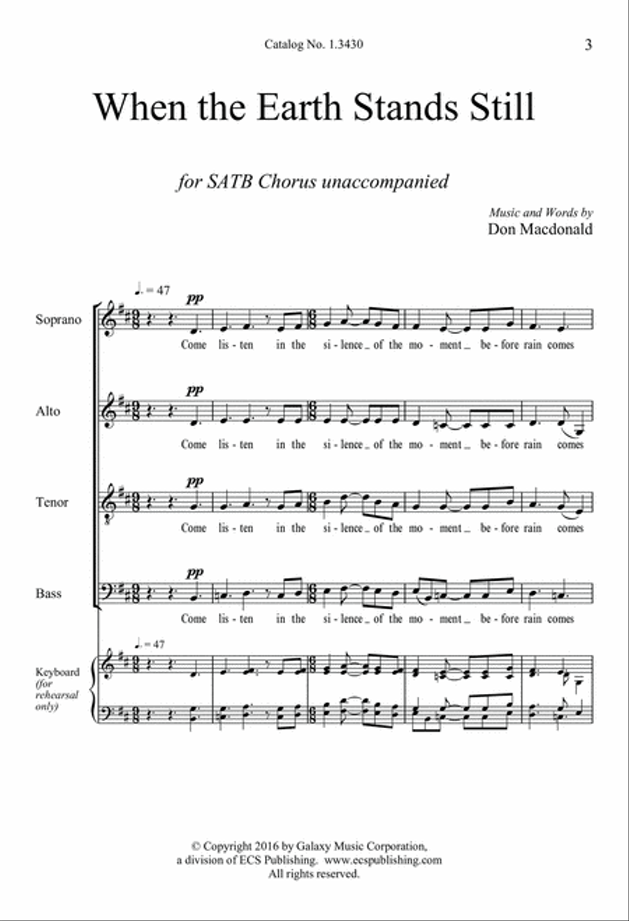 When the Earth Stands Still 4-Part scores gallery preview page 3