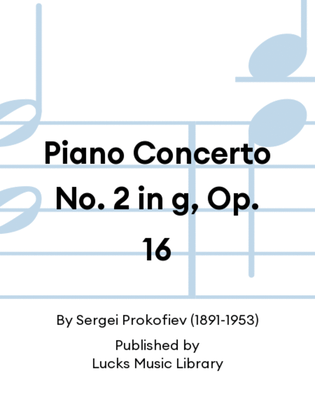 Book cover for Piano Concerto No. 2 in g, Op. 16