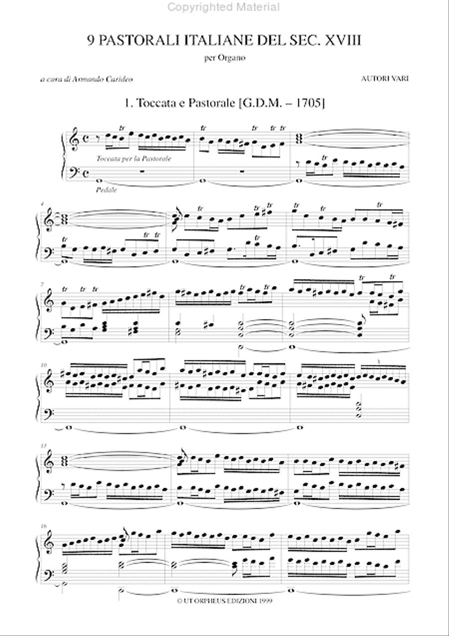 9 Italian Pastorales (18th century) for Organ Organ Solo scores gallery preview page 2