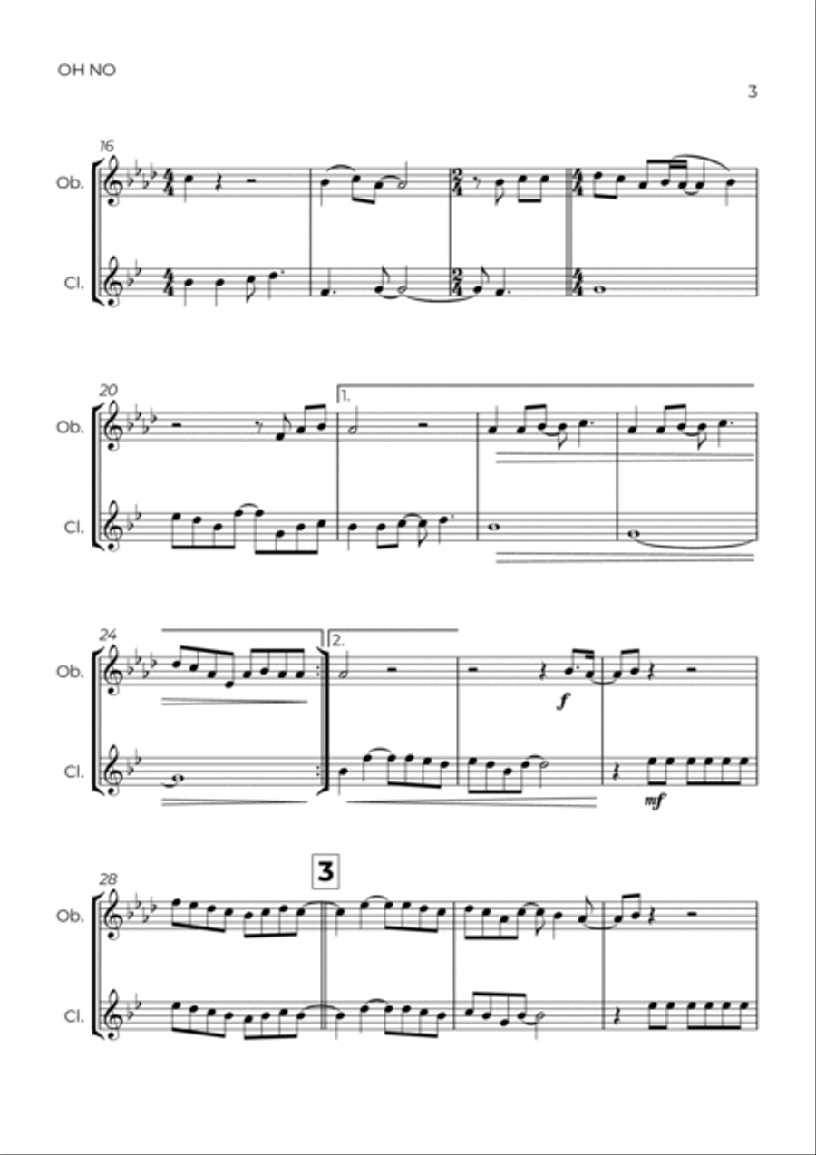 Oh No Oh No Woodwind Duet scores gallery preview page 3