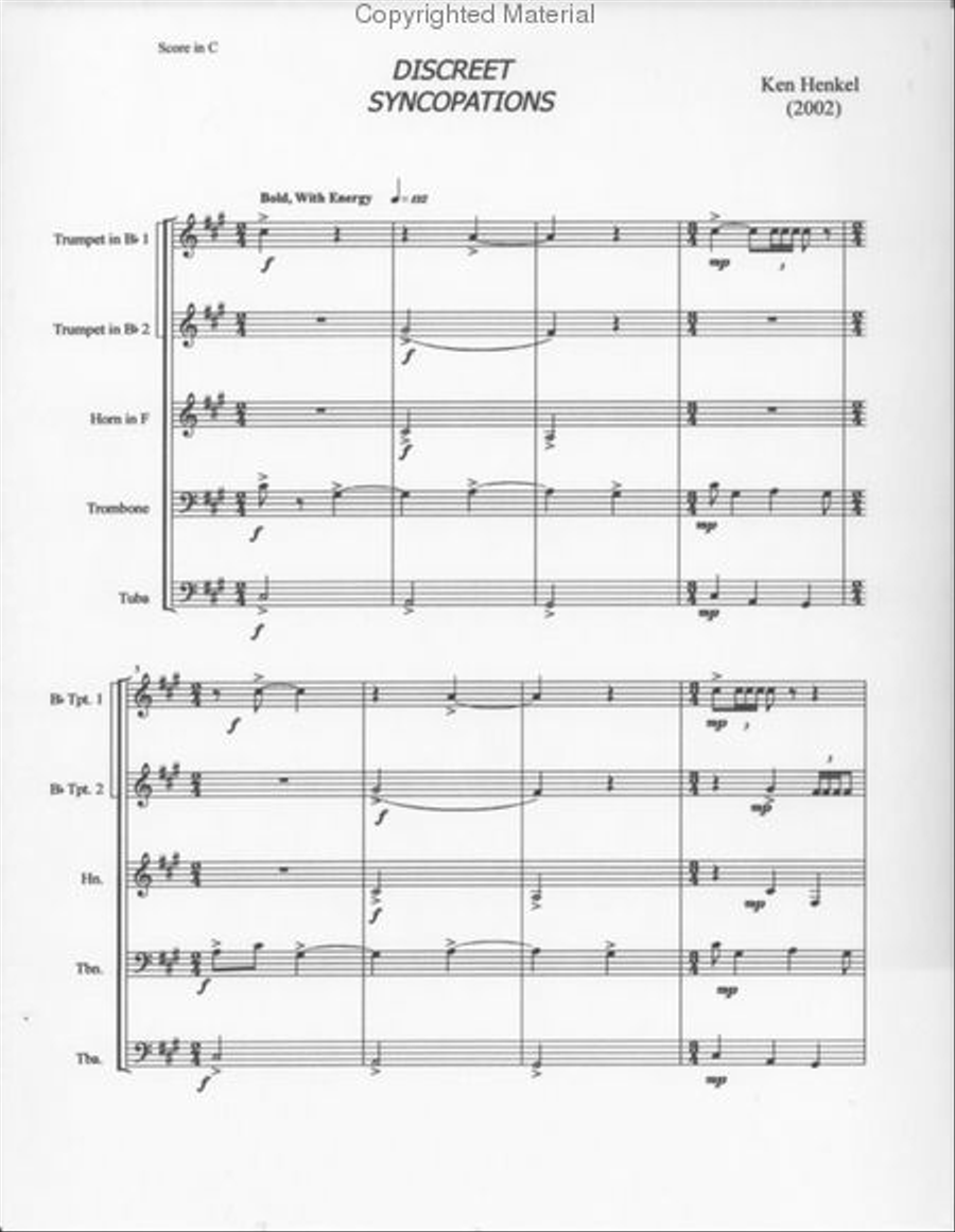 Discreet Syncopations Brass Quintet scores gallery preview page 2