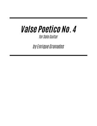 Book cover for Valse Poético No. 4 by Granados (for Solo Guitar)