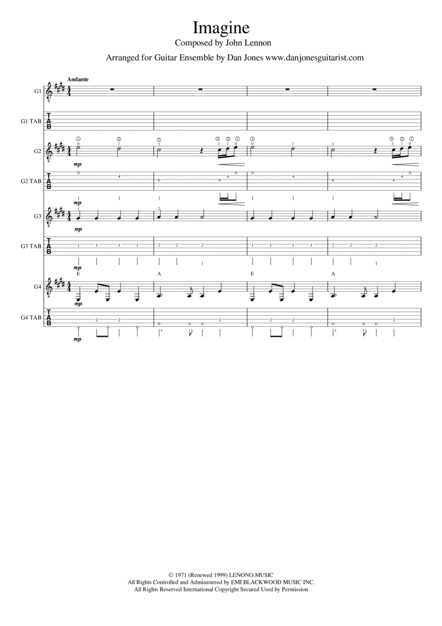 Imagine Guitar Ensemble scores gallery preview page 1