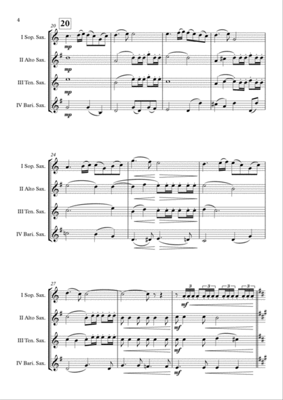 Highland Cathedral Saxophone Quartet scores gallery preview page 5