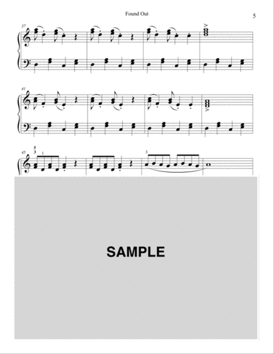 Found Out Piano Solo scores gallery preview page 3