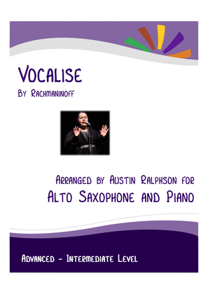Book cover for Vocalise (Rachmaninoff) - alto sax and piano with FREE BACKING TRACK