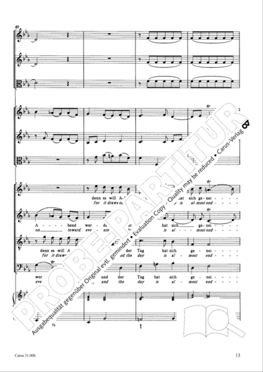 Stay with us, for it draws on toward evening (Bleib bei uns, denn es will Abend werden) 4-Part scores gallery preview page 14
