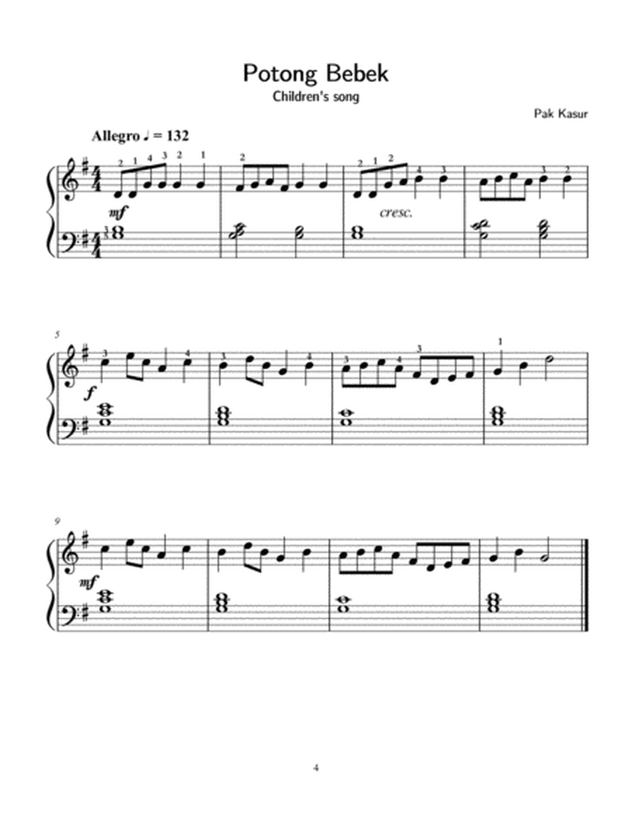 Seven Indonesian Traditional Songs, arranged for easy piano image number null