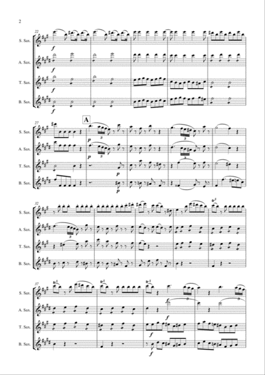 Eine Kleine Nachtmusik arranged for Saxophone Quartet Saxophone Quartet scores gallery preview page 3