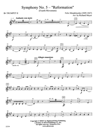 Symphony No. 5 "Reformation" (4th Movement): 2nd B-flat Trumpet