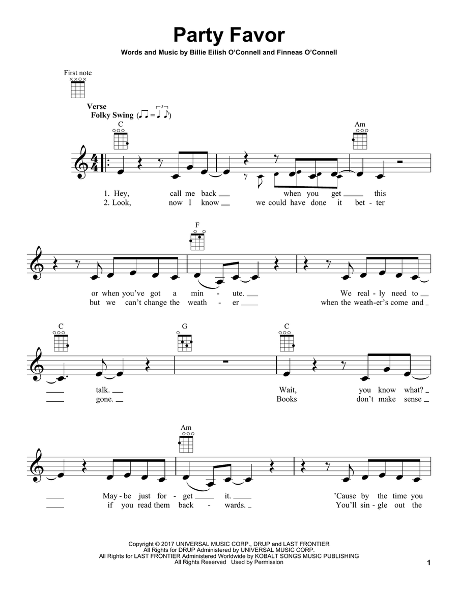 party favor party favor Ukulele scores gallery preview page 1