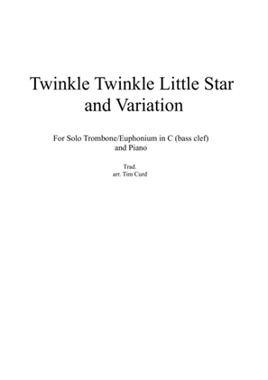 Book cover for Twinkle Twinkle Little Star and Variation for Trombone/Euphonium in C (bass clef) and Piano