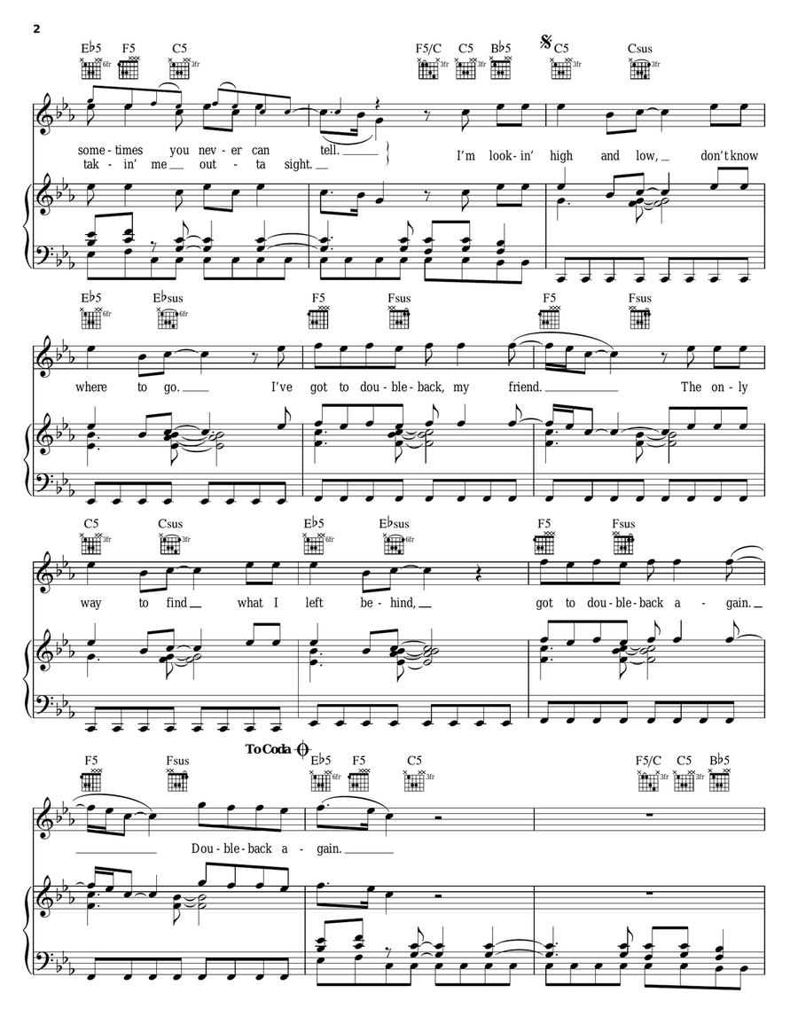 Doubleback Piano, Vocal, Guitar scores gallery preview page 2