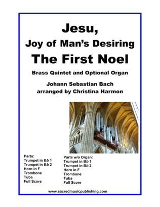 Book cover for Jesu, Joy of Man’s Desiring (The First Noel) - Brass Quintet and Optional Organ