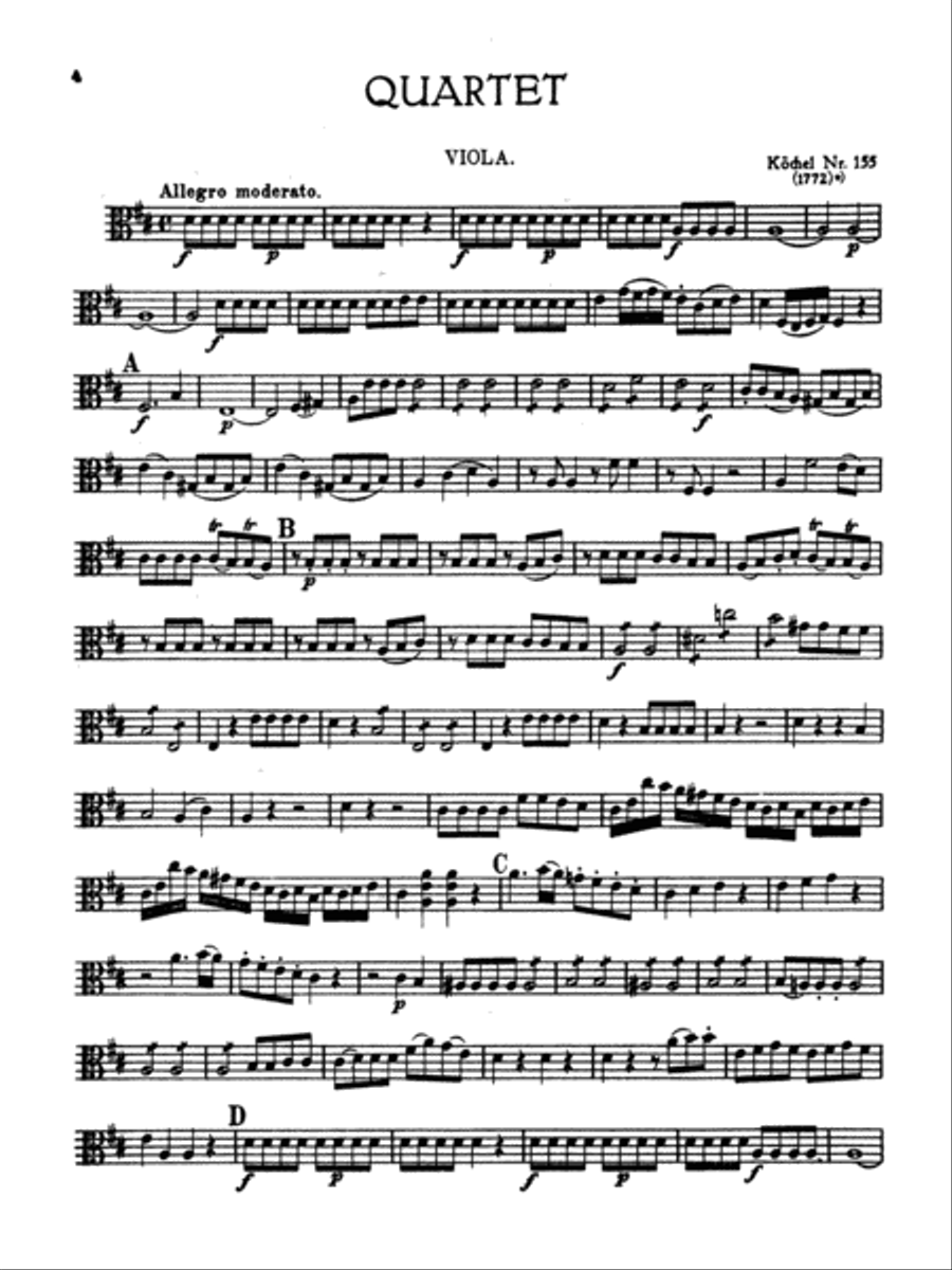 Sixteen Easy String Quartets, K. 155, 156, 157, 158, 159, 160, 168, 169, 170, 171,172, 173, 285, 298, 370, 546 String Quartet scores gallery preview page 4