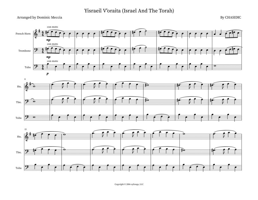 Yisraeil V'oraita (Israel And The Torah) Small Ensemble scores gallery preview page 1