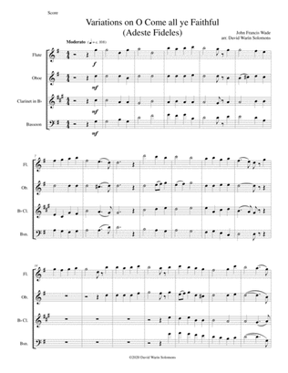 Variations on O Come all ye faithful (Adeste fideles) for wind quartet