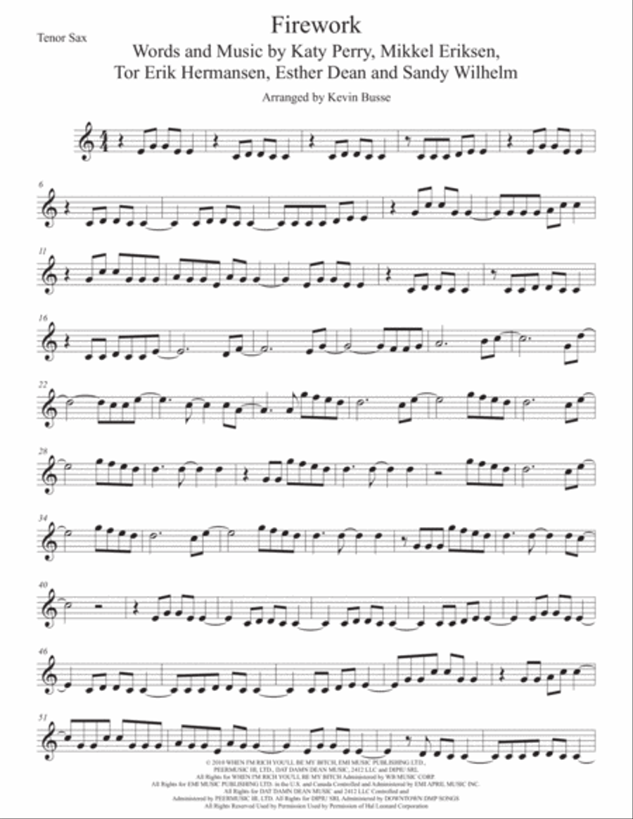 Firework Tenor Saxophone scores gallery preview page 1