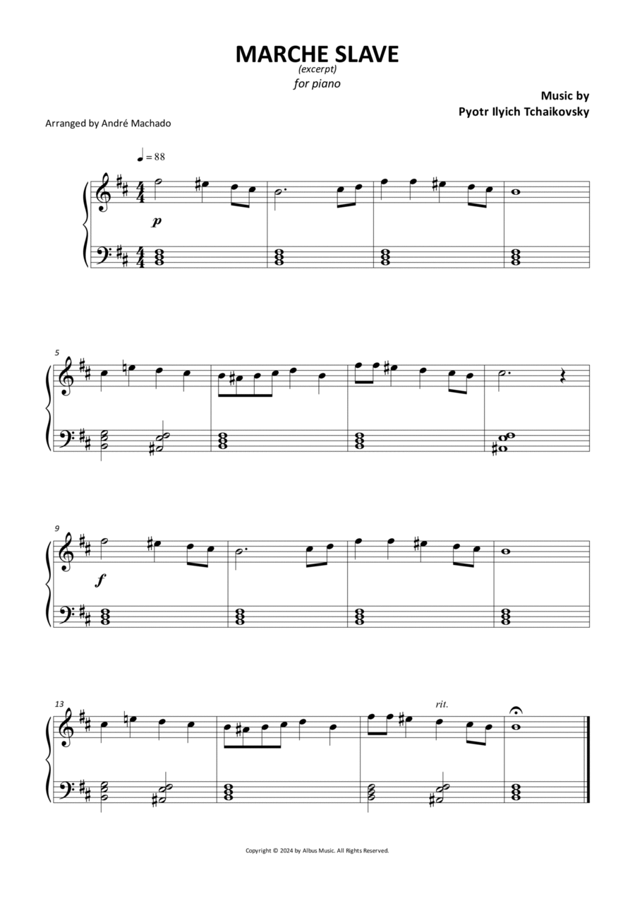 Marche Slave Easy Piano scores gallery preview page 1