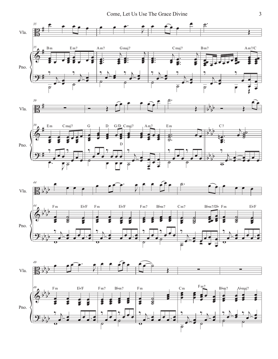 Come, Let Us Use The Grace Divine (Viola solo and Piano) Piano scores gallery preview page 4