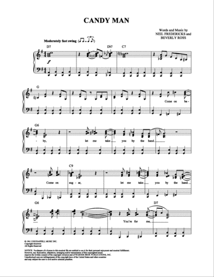 Candy Man Piano, Vocal, Guitar scores gallery preview page 1