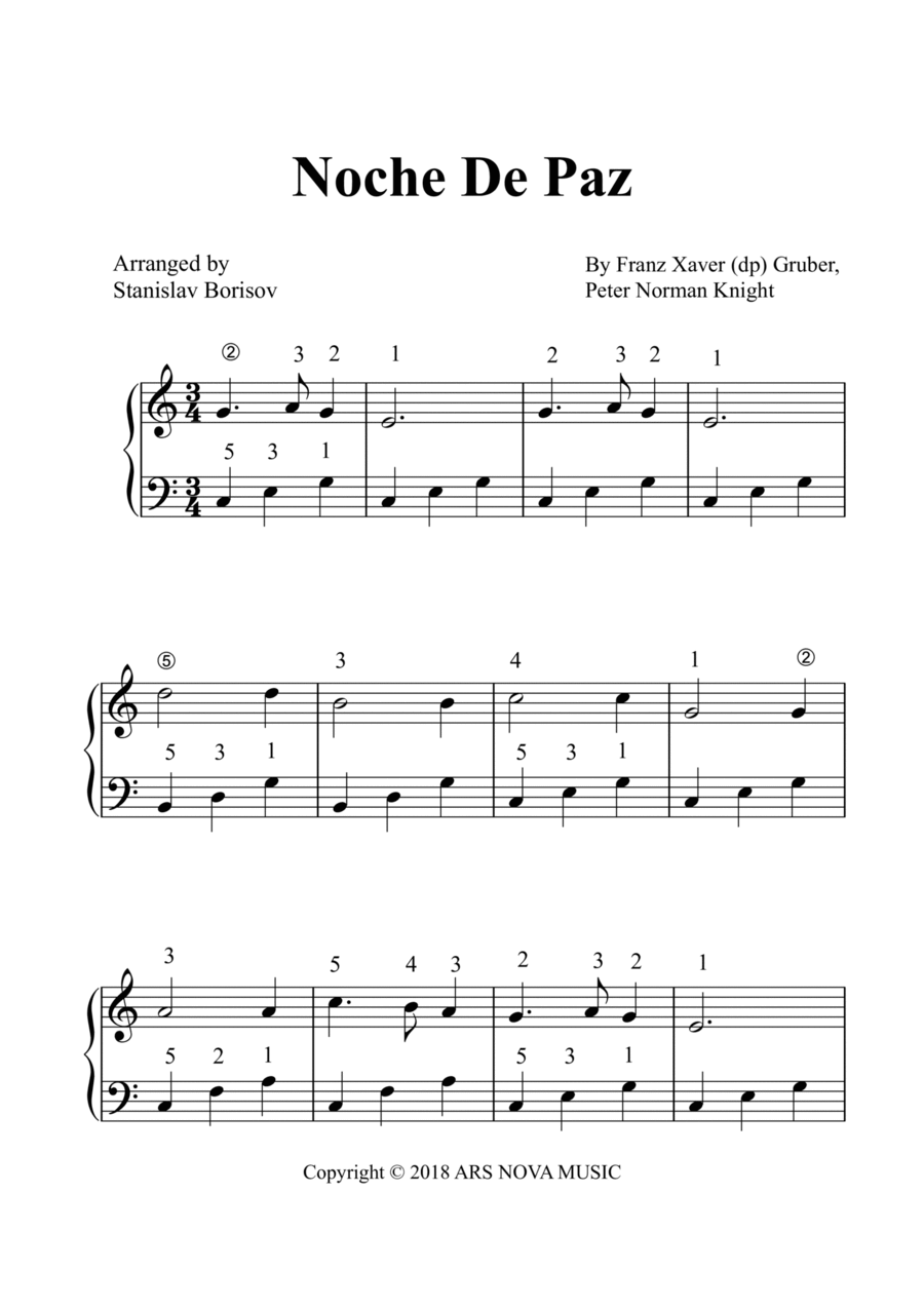 Noche De Paz Noche De Paz Easy Piano scores gallery preview page 1