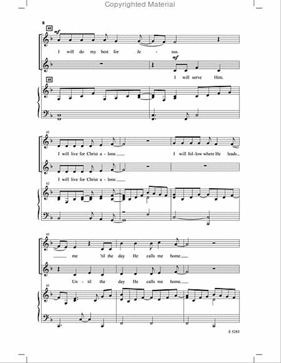 I Will Do My Best for Jesus Unison Choir scores gallery preview page 7