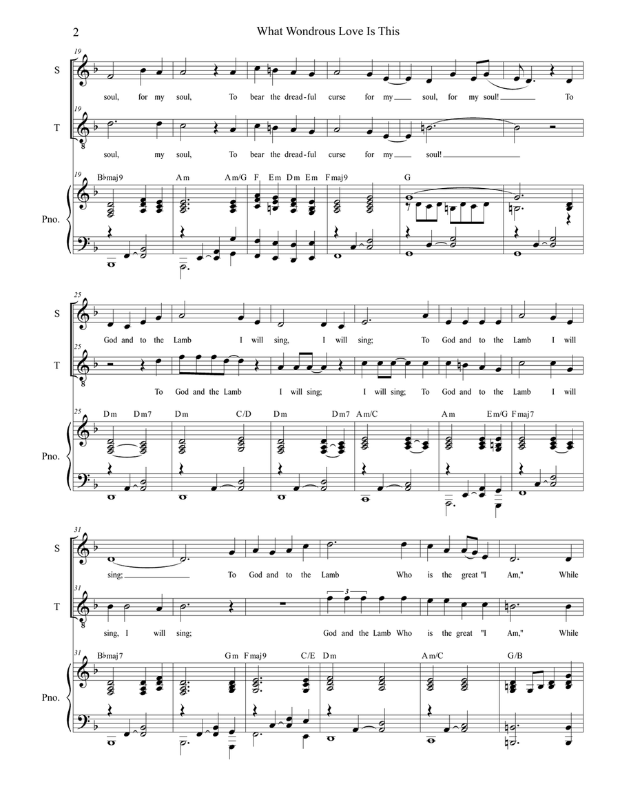 What Wondrous Love Is This (Duet for Soprano and Tenor Solo) Tenor Voice scores gallery preview page 2