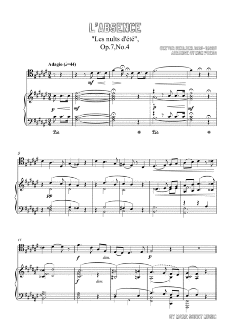 Berlioz-L'absence,for Cello and Piano Voice scores gallery preview page 3