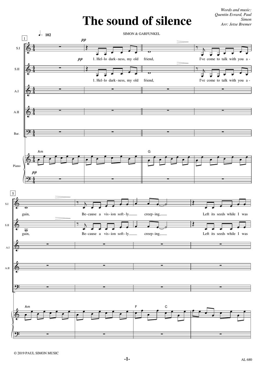 The Sound Of Silence Choir scores gallery preview page 1