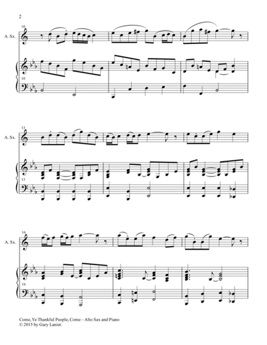 THREE THANKSGIVING HYMNS for Alto Sax & Piano (Score & Parts included) image number null