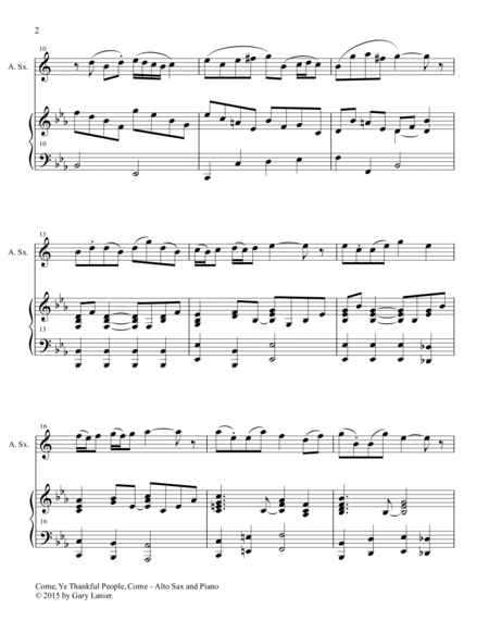 THREE THANKSGIVING HYMNS for Alto Sax & Piano (Score & Parts included) image number null