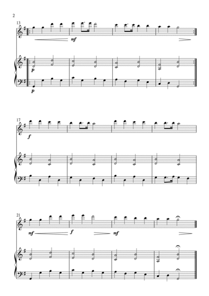 Twinkle Twinkle Little Star for Flute and Piano in G Major. Very Easy. image number null