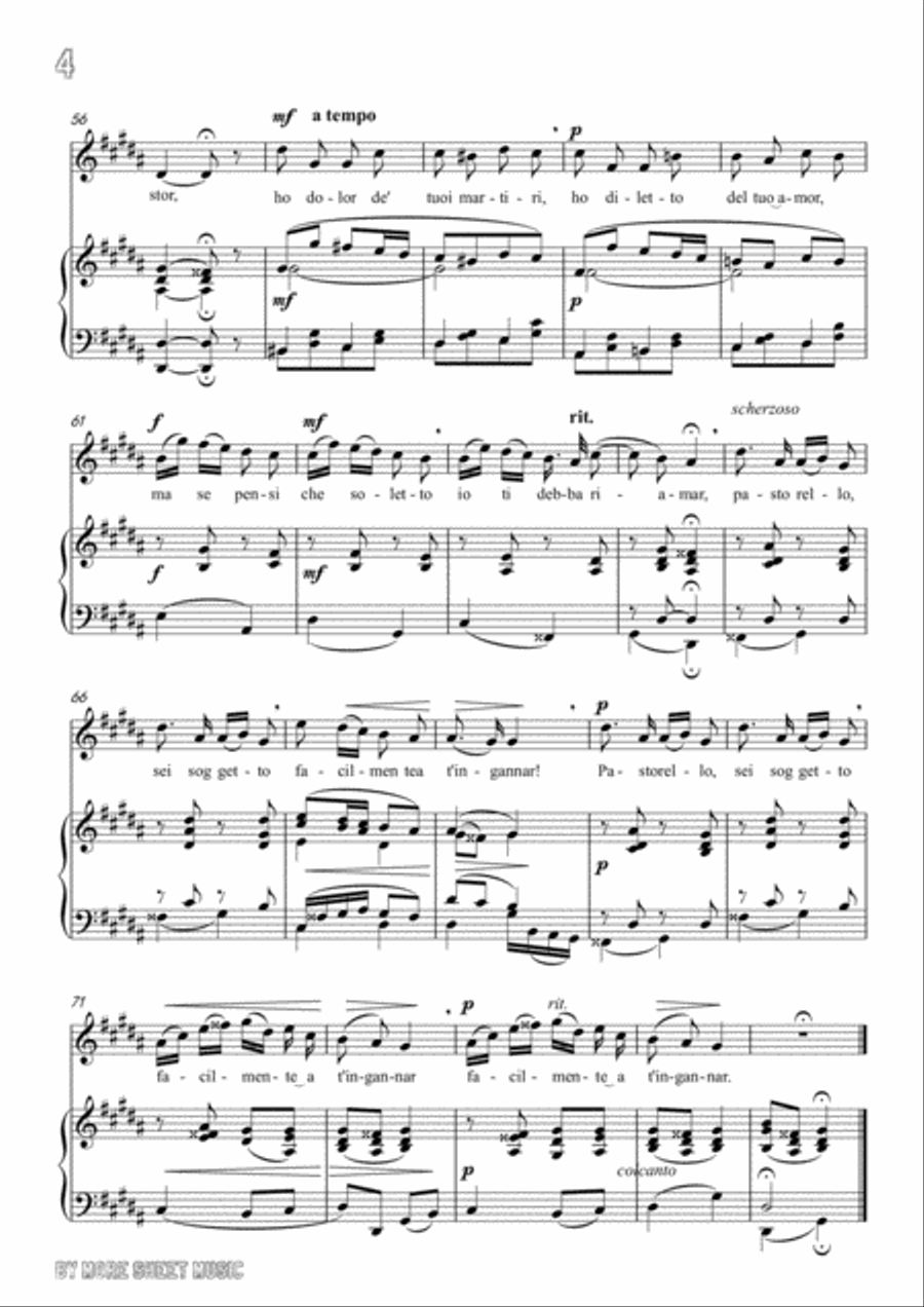 Pergolesi-Se tu m'ami in g sharp minor,for Voice and Piano Voice Solo scores gallery preview page 6