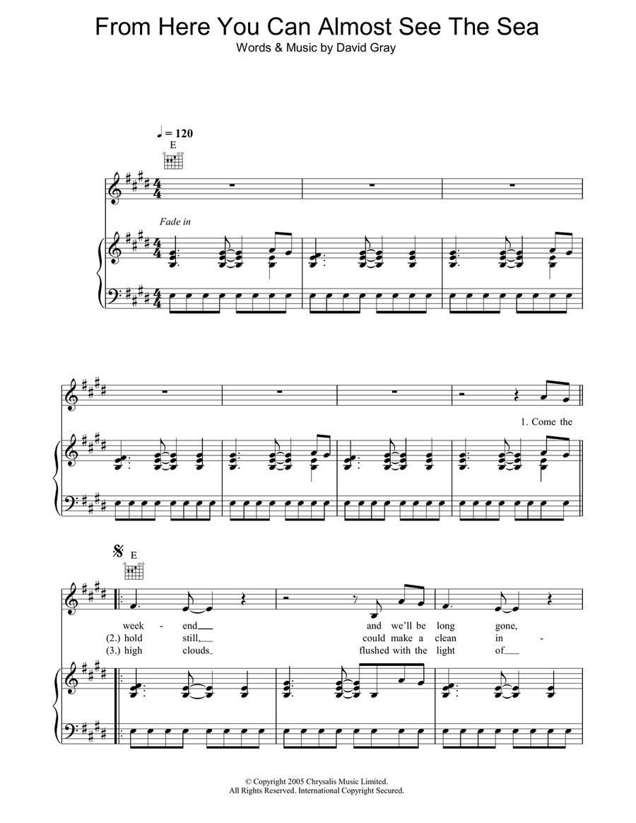 From Here You Can Almost See The Sea Piano, Vocal, Guitar scores gallery preview page 1