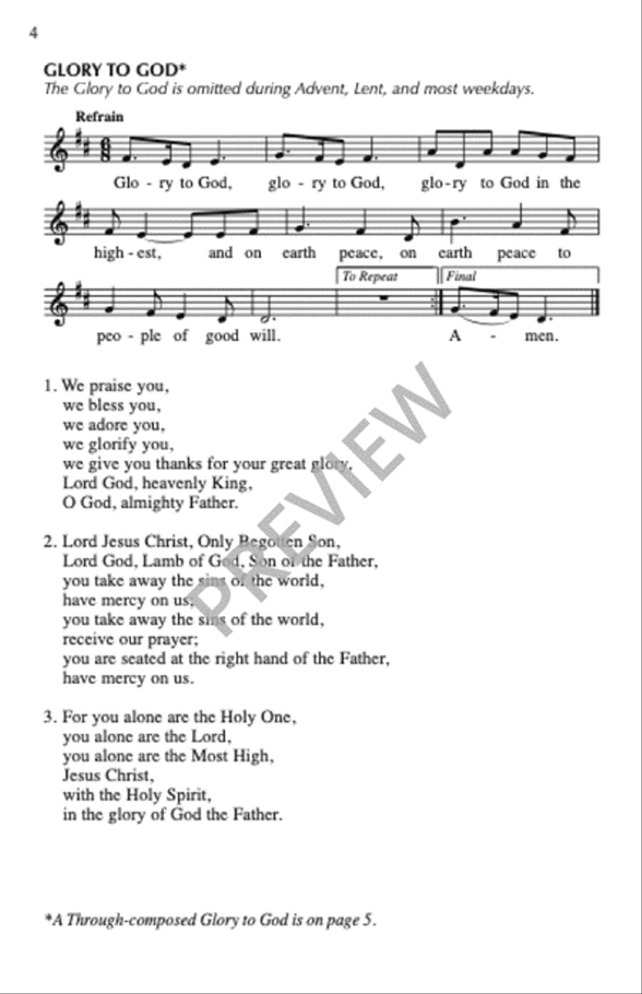 Mass of Joy and Peace, Tenth Anniversary edition - Assembly edition Unison Choir scores gallery preview page 5