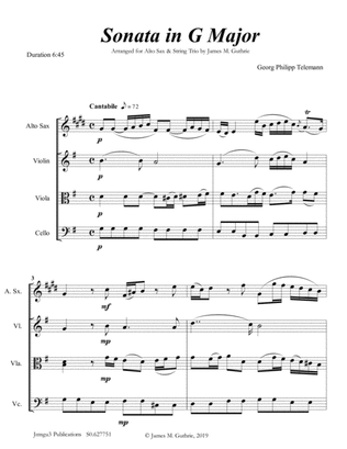 Telemann: Sonata in G Major for Alto Sax & String Trio