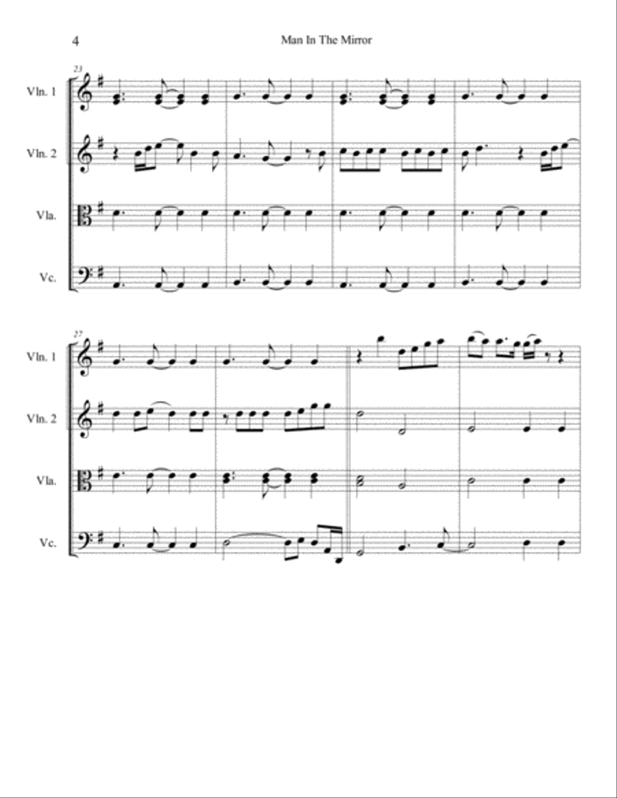 Man In The Mirror String Quartet scores gallery preview page 4