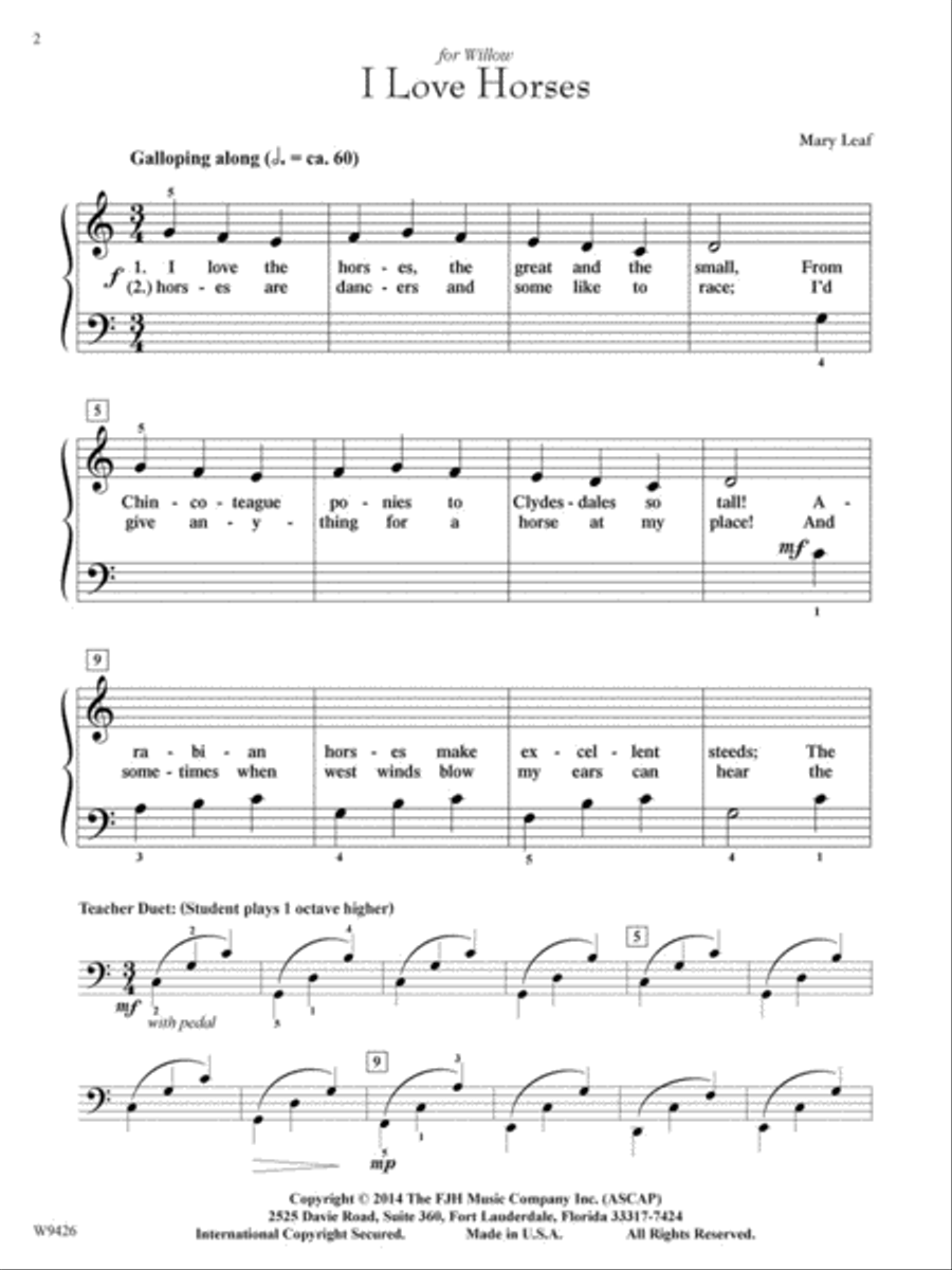 I Love Horses Easy Piano scores gallery preview page 3