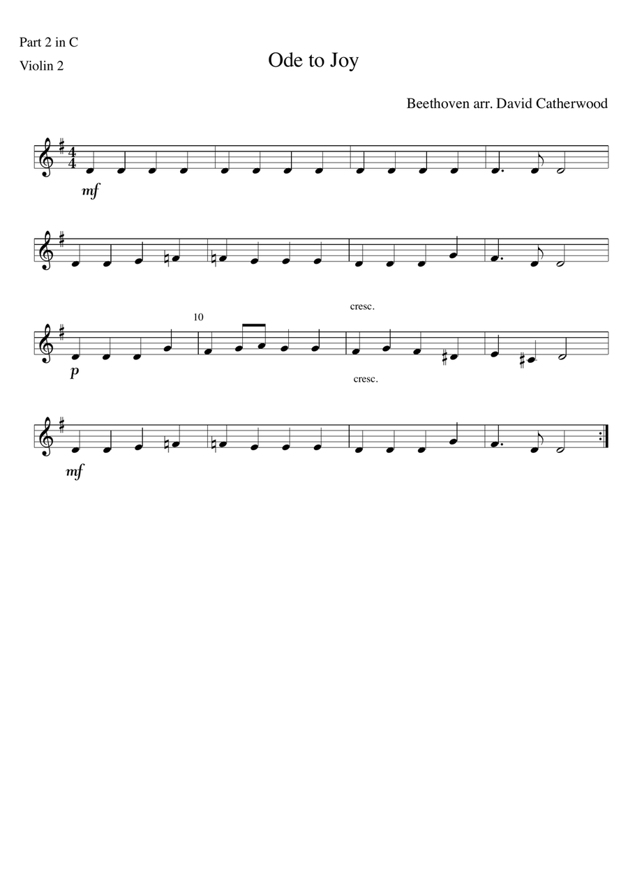 Ode to Joy by Beethoven (arranged for flexible ensemble by David Catherwood) Concert Band scores gallery preview page 5