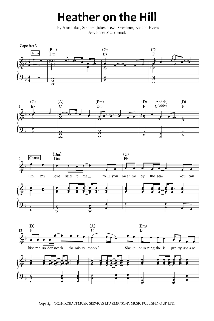 Heather On The Hill Piano, Vocal, Guitar scores gallery preview page 1