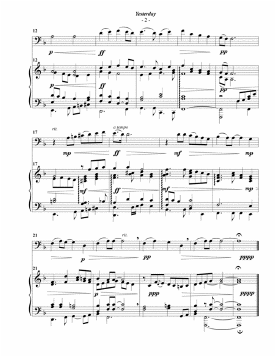 Yesterday Baritone Horn BC scores gallery preview page 2