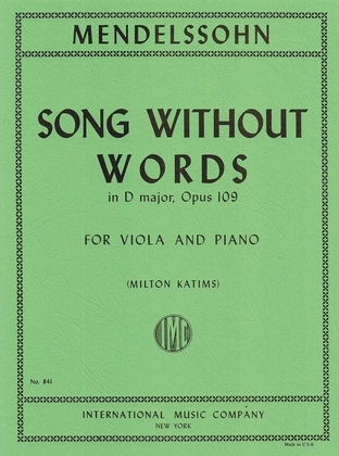 Book cover for Song Without Words In D Major, Opus 109