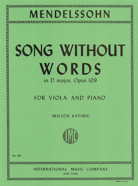 Song Without Words In D Major, Opus 109